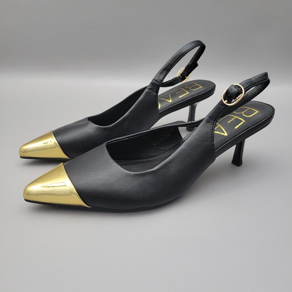 Beach by Matisse slingback pumps pointed gold-plated metal Cap Toe Size 9